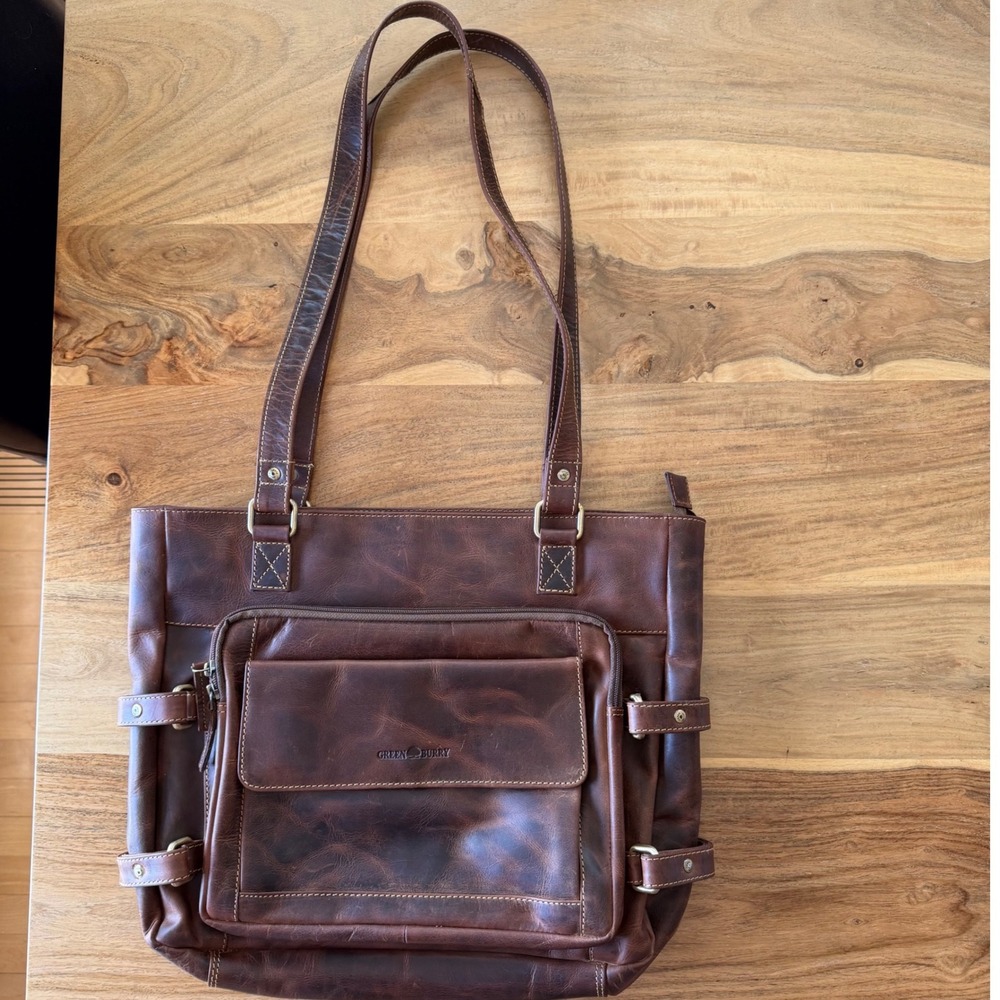 Greenburry NWT Brown Leather Large Tote Shoulder Bag Vintage German Design